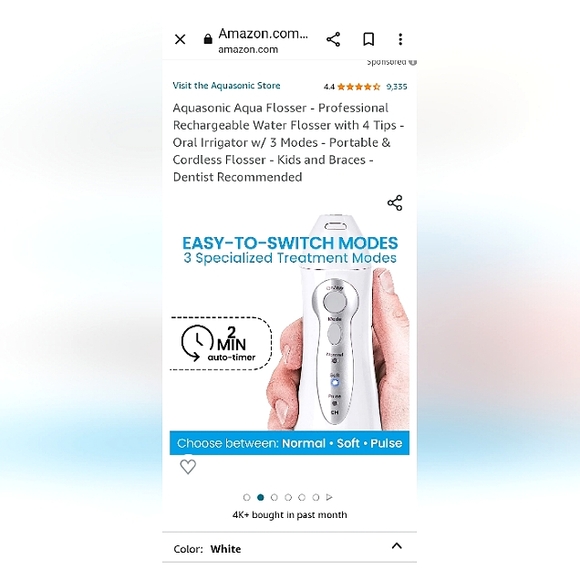 🎁 AquaSonic Aqua Flosser, Three (3) Modes, Four (4) Nozzle Tips Travel Bag NWT - Picture 2 of 16